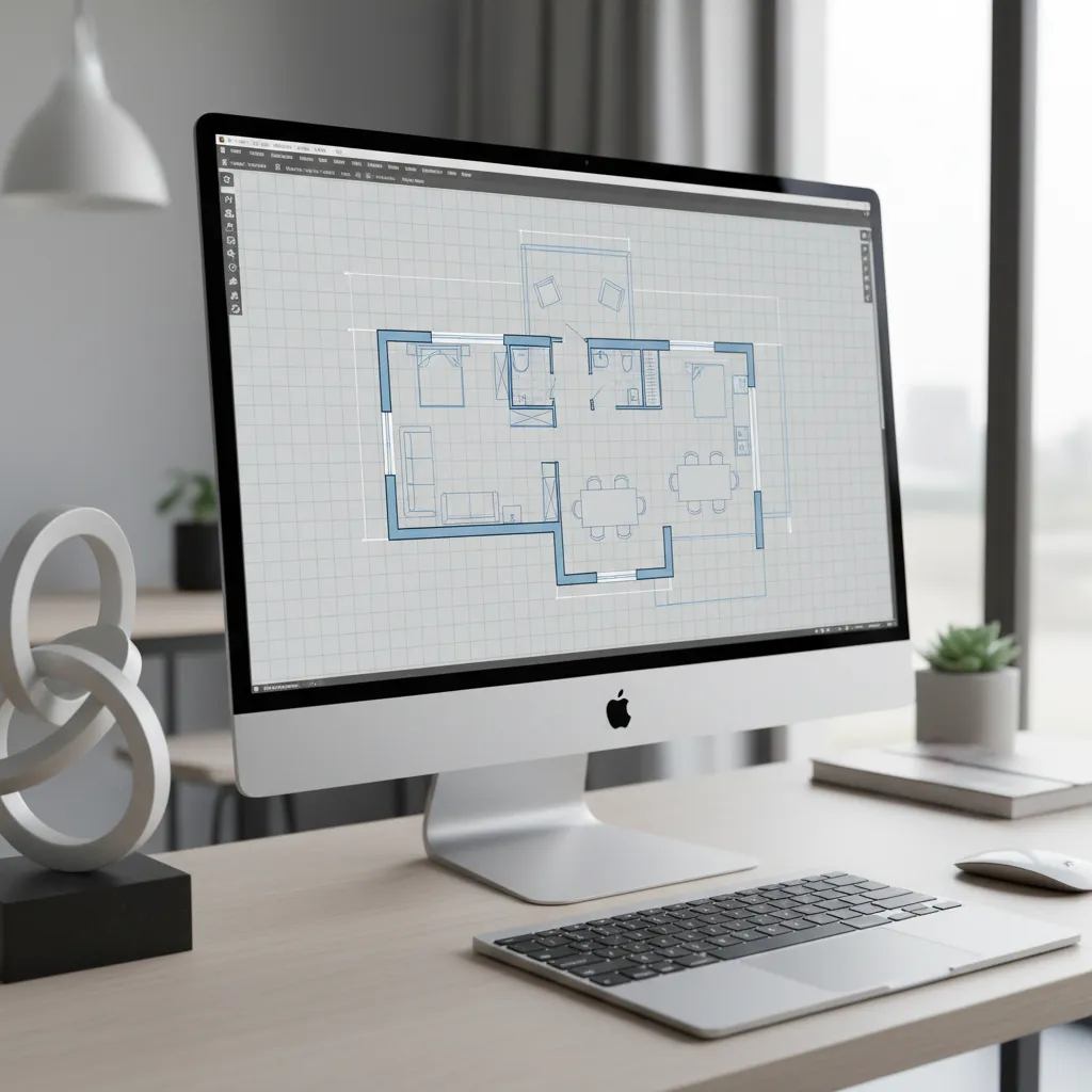 Proses menggambar garis dasar denah rumah