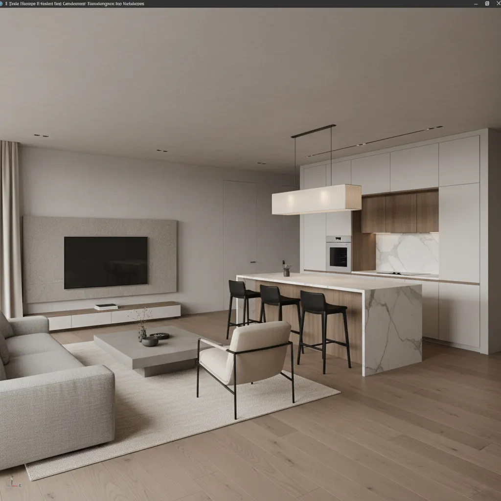 3D interior layout model showing furniture placement in design software