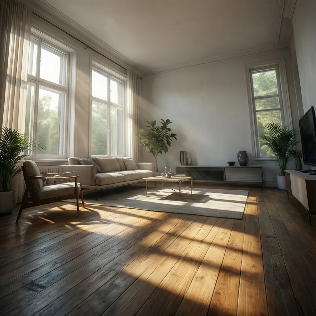 Simulación de iluminación natural en un interior modelado en 3D