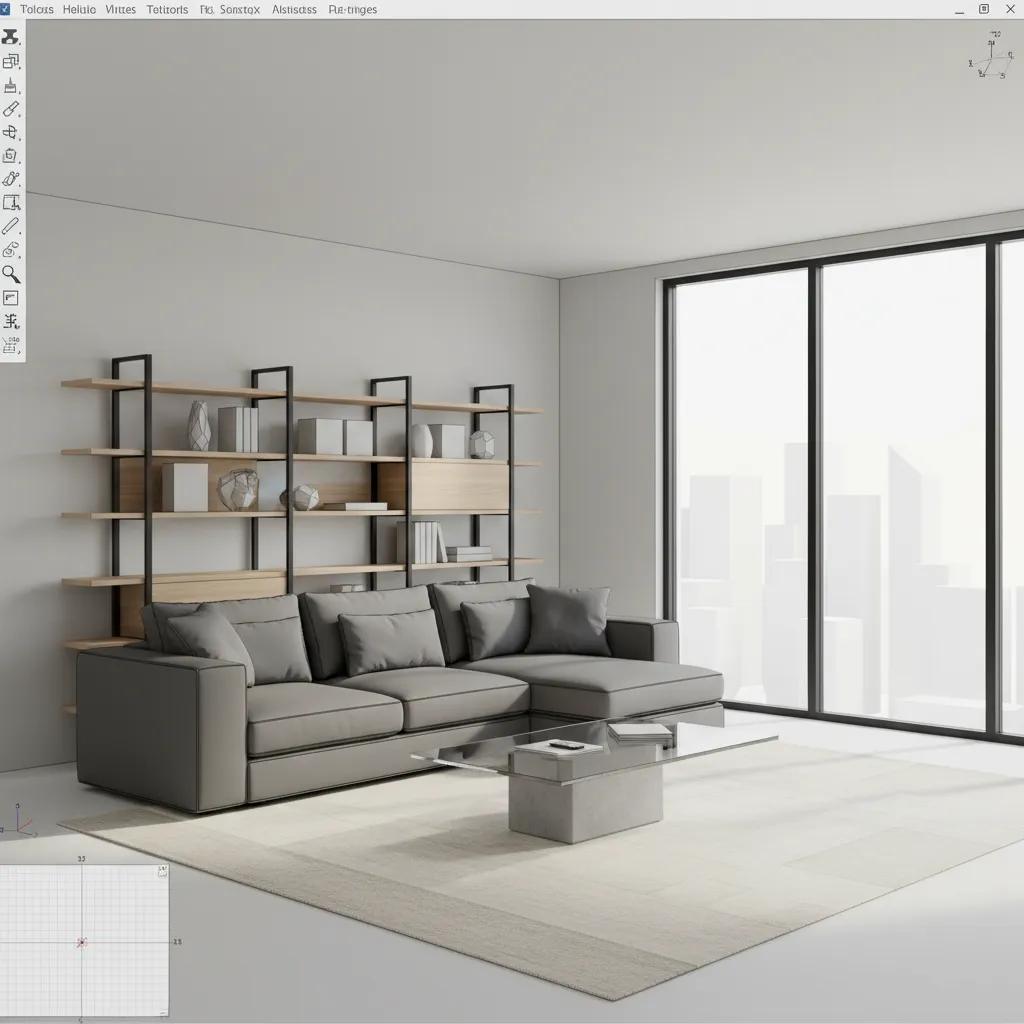 SketchUp style interior room 3D model layout