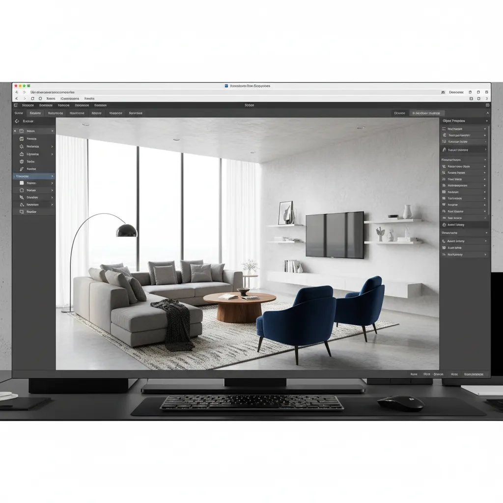 Modelo 3D de salón creado con software de diseño de interiores