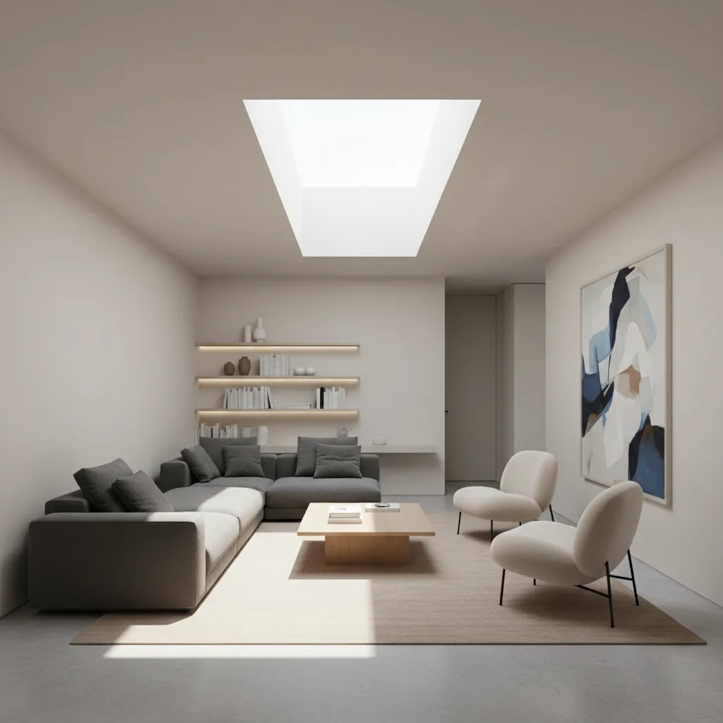 Skylight bringing daylight into a central room of a narrow house