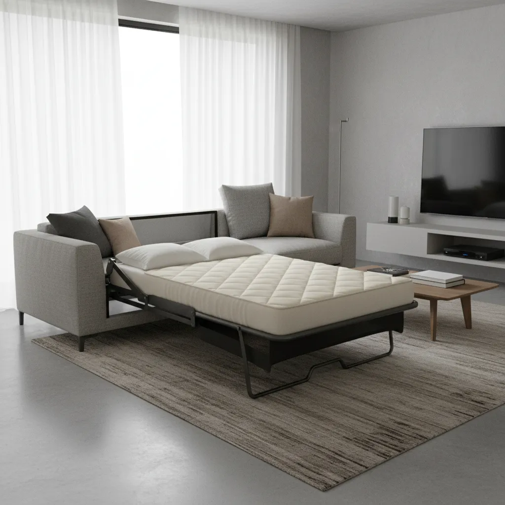 pull-out sleeper sofa mechanism with mattress extended