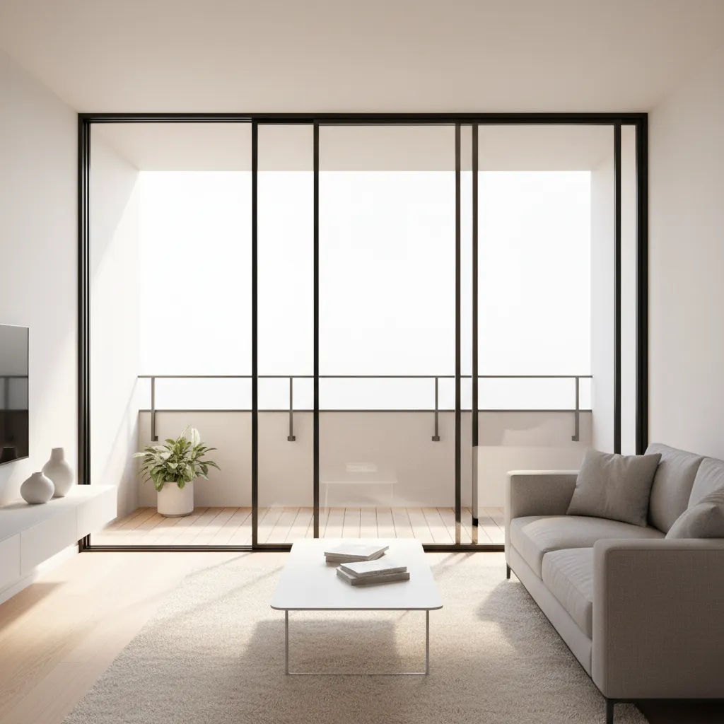 modern sliding balcony window system with slim aluminum frames
