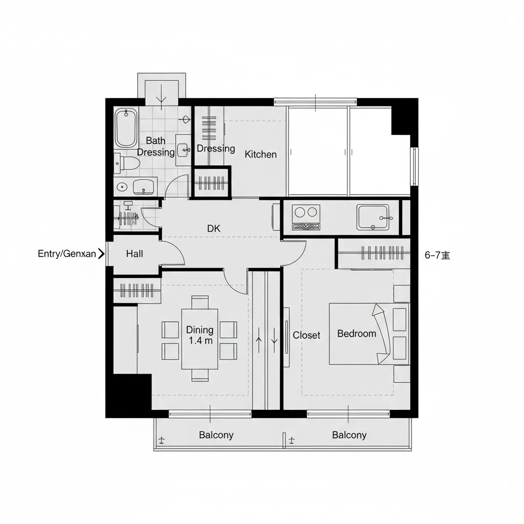 寝室を静かに分離する引き戸型