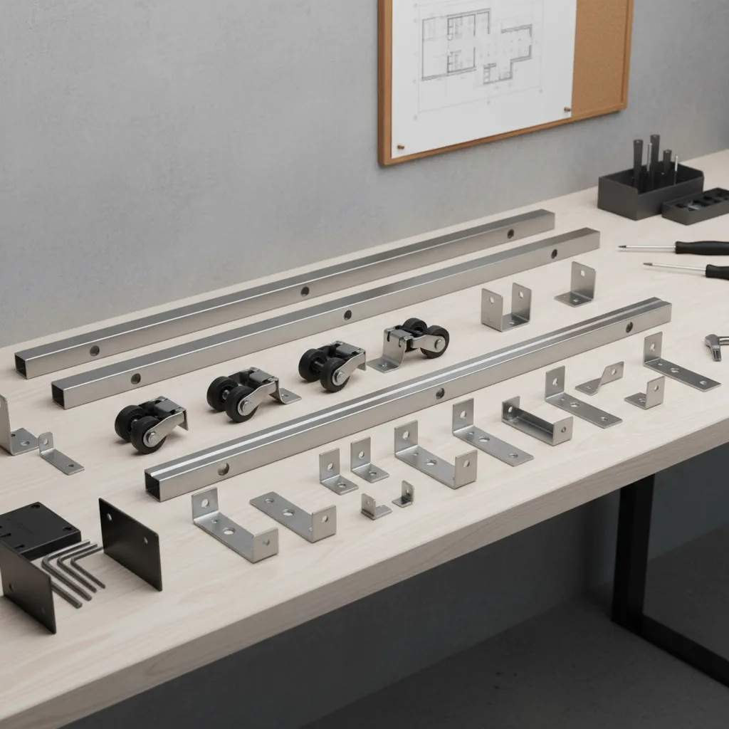 Replacement hardware for sliding mirror closet door track system