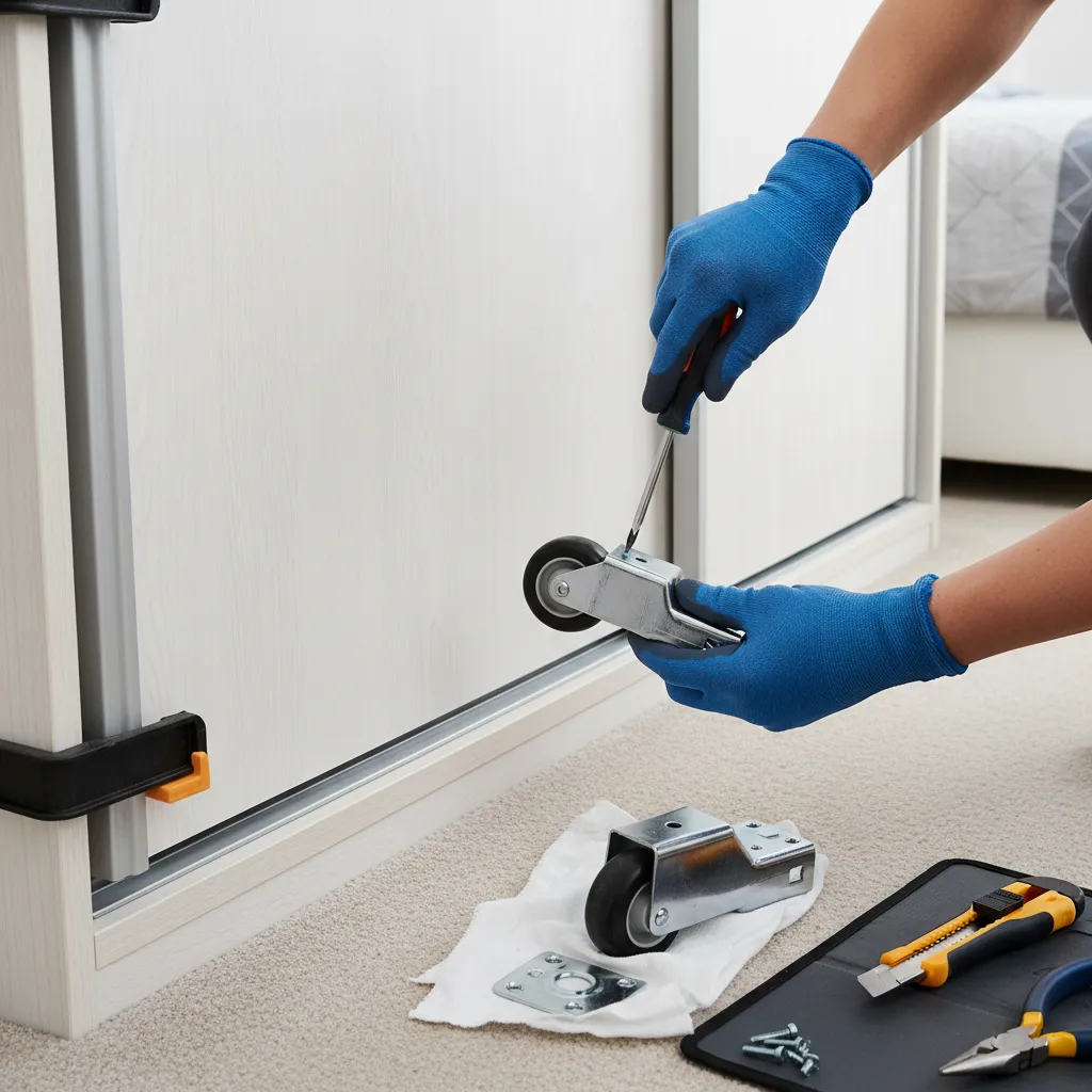 Replacing worn sliding door roller assembly
