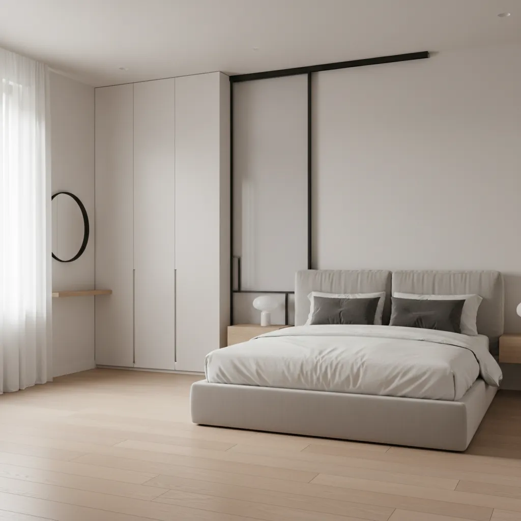 Sliding door solution saving space in small apartment