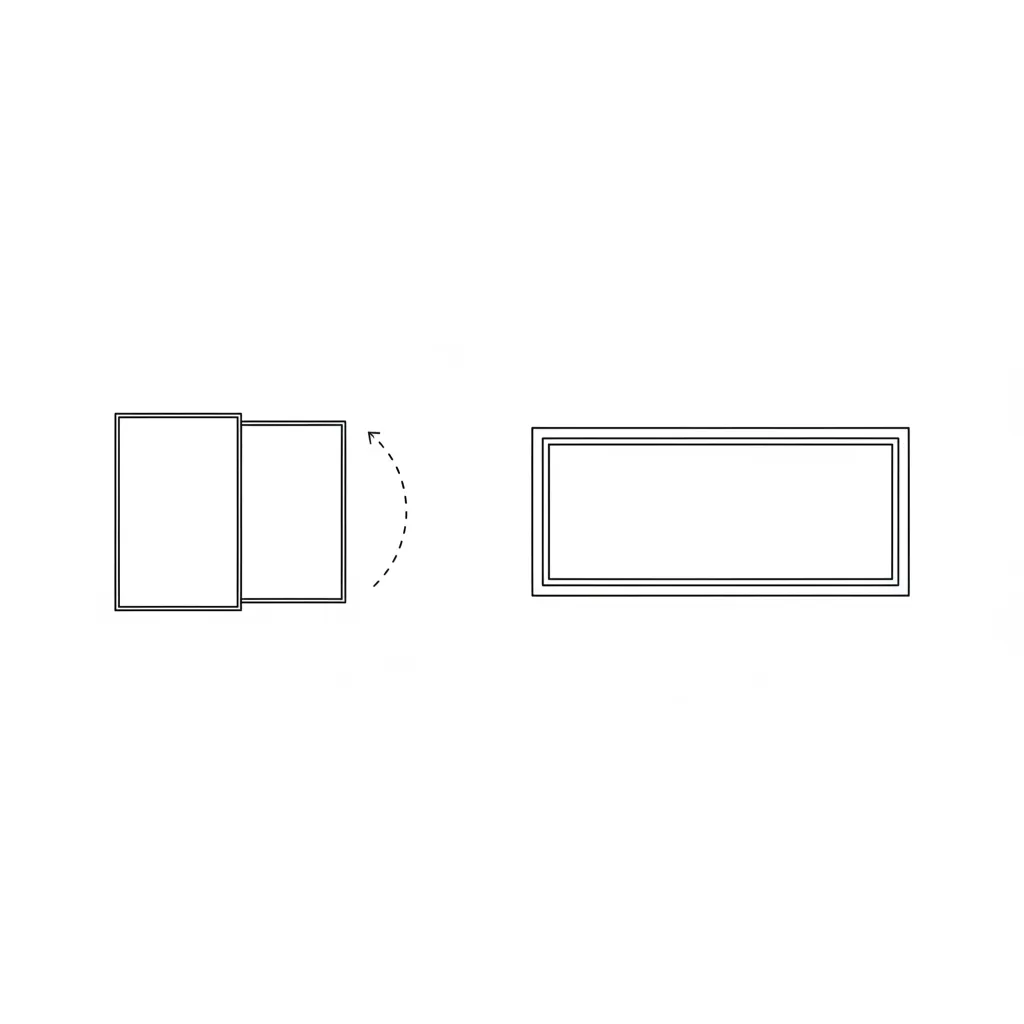 diagram comparing sliding door symbols and frameless window symbols in floor plans