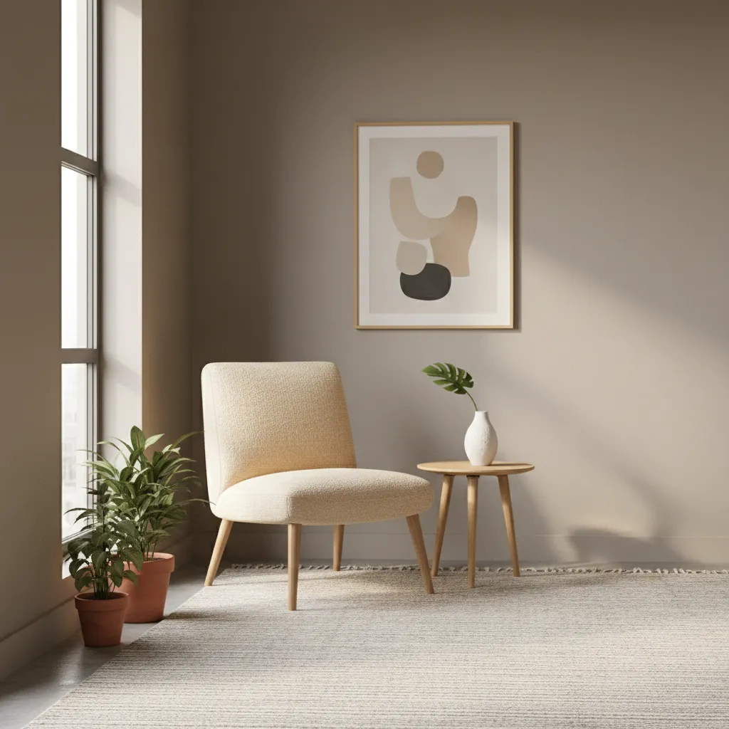 slim profile accent chair in compact living room corner