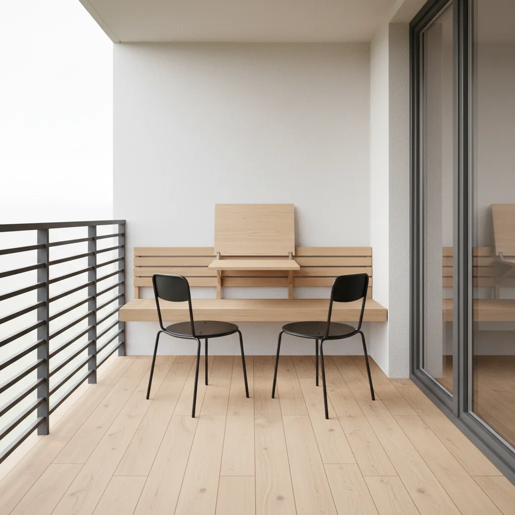 Slim furniture arrangement for a five feet balcony space