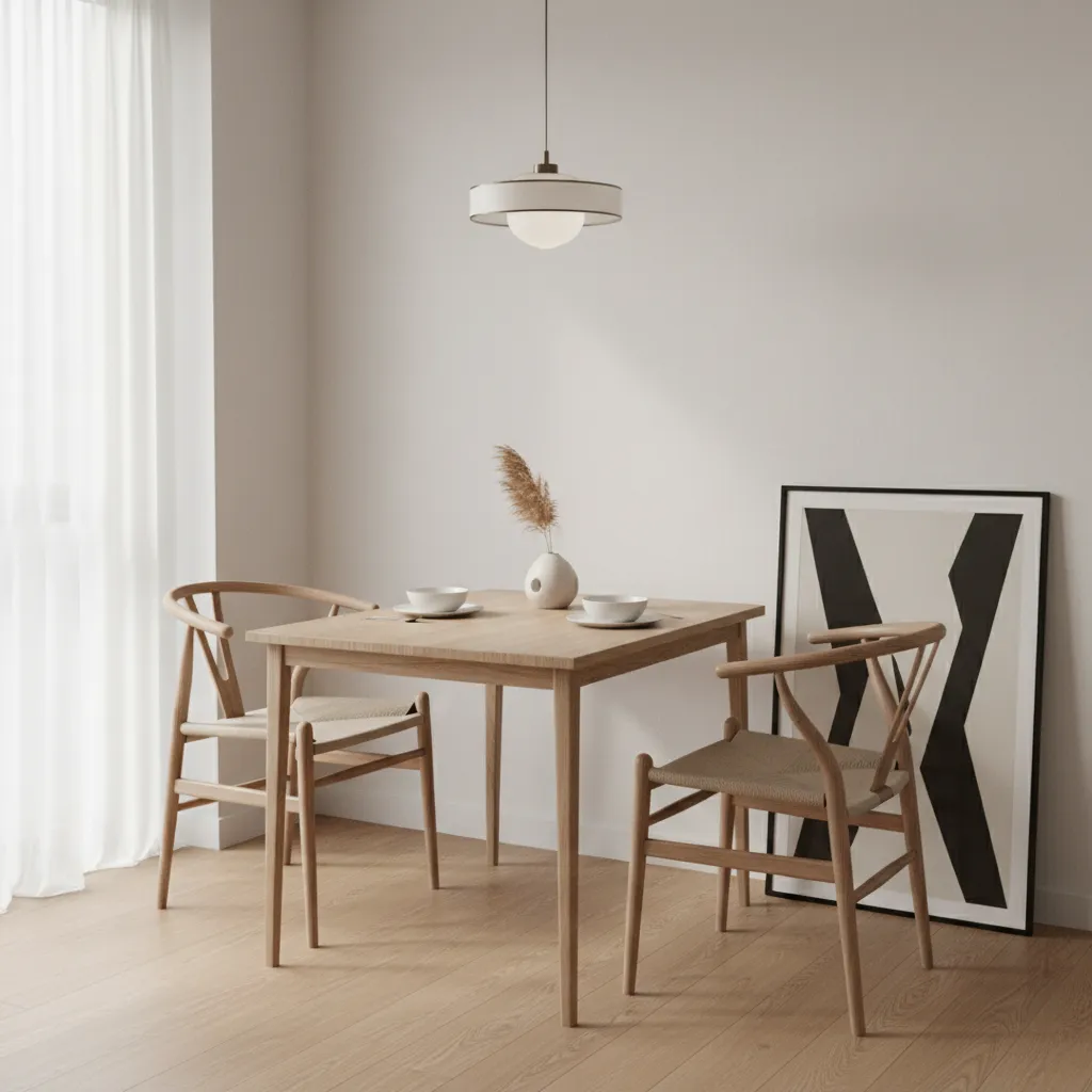 Narrow dining table placed in a small apartment dining area