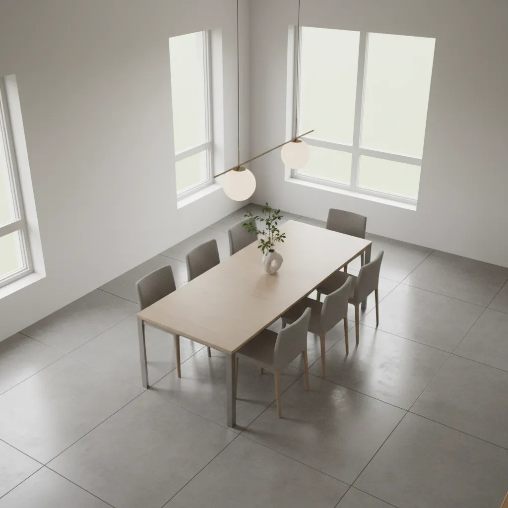 Visualization of circulation space around a slim dining table