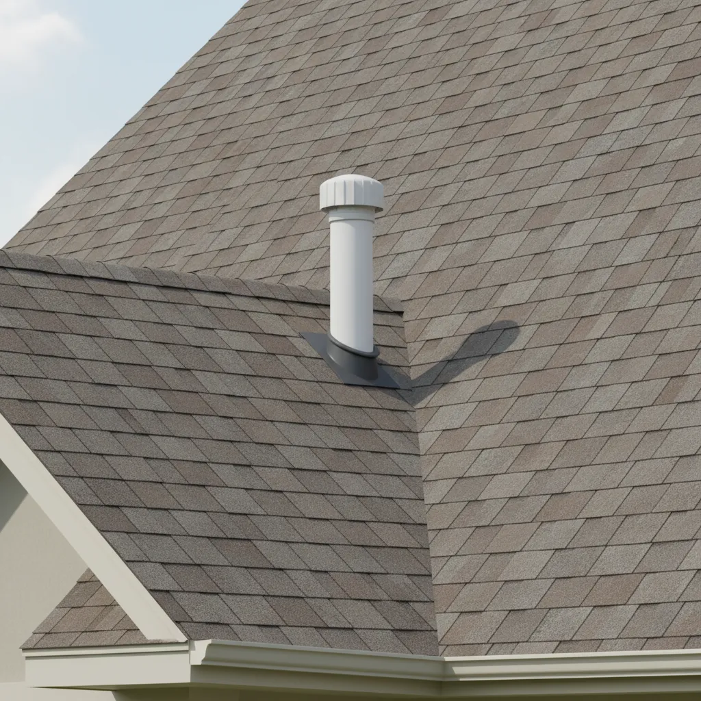 vent stack installed on a sloped asphalt shingle roof