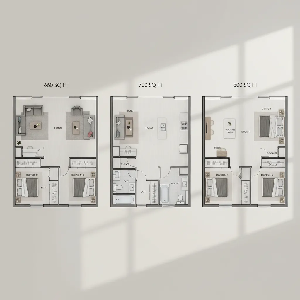 660 Sq Ft vs 700 Sq Ft vs 800 Sq Ft House Plans Which Size Works Best for a 2 Bedroom Home