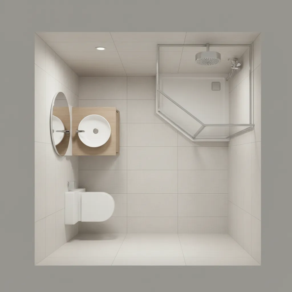 compact 4x6 bathroom layout with shower toilet and small vanity