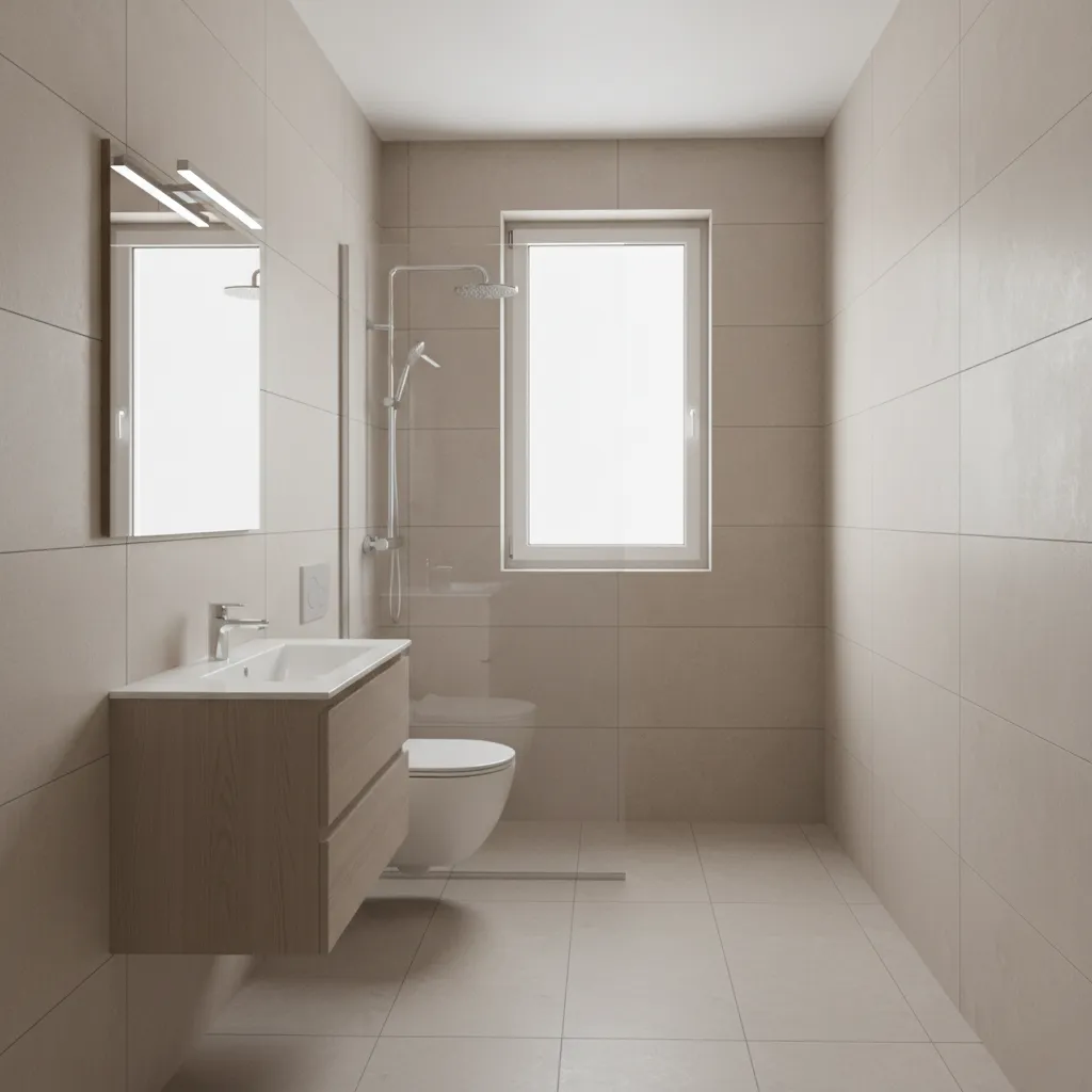 small 8 x 6 bathroom interior layout with vanity toilet and shower