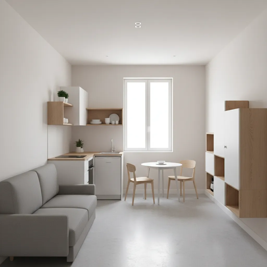small apartment studio layout designed using room planner 3D