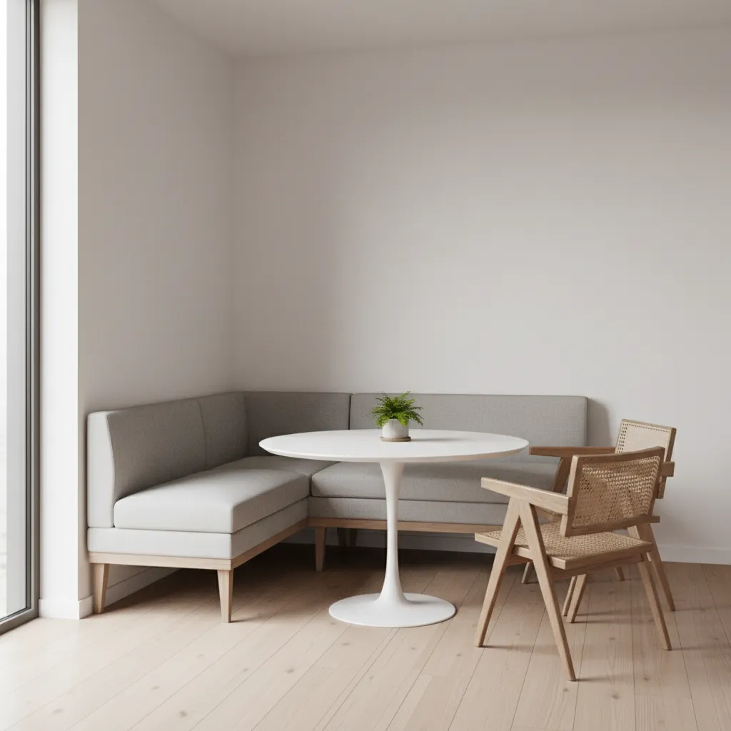 small apartment corner banquette dining layout