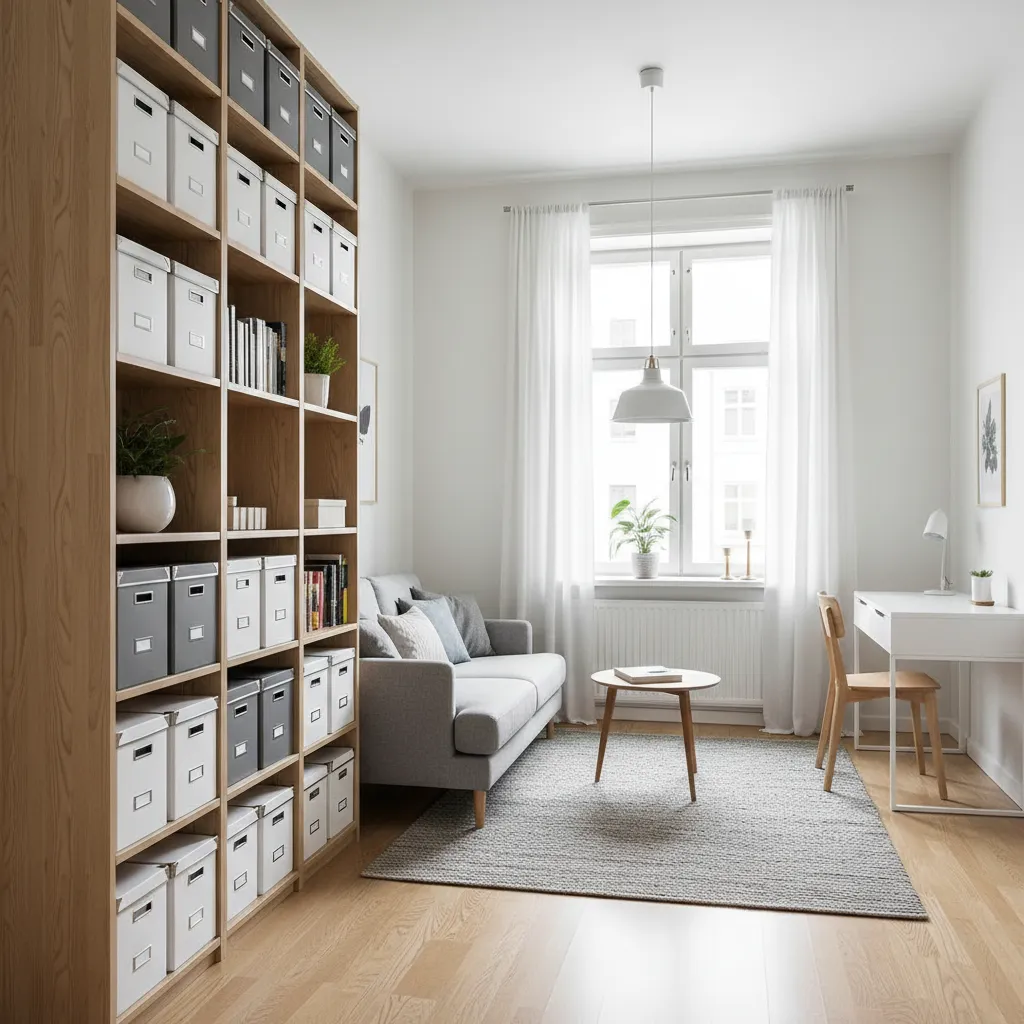 Apartamento pequeño con soluciones DIY de almacenamiento vertical