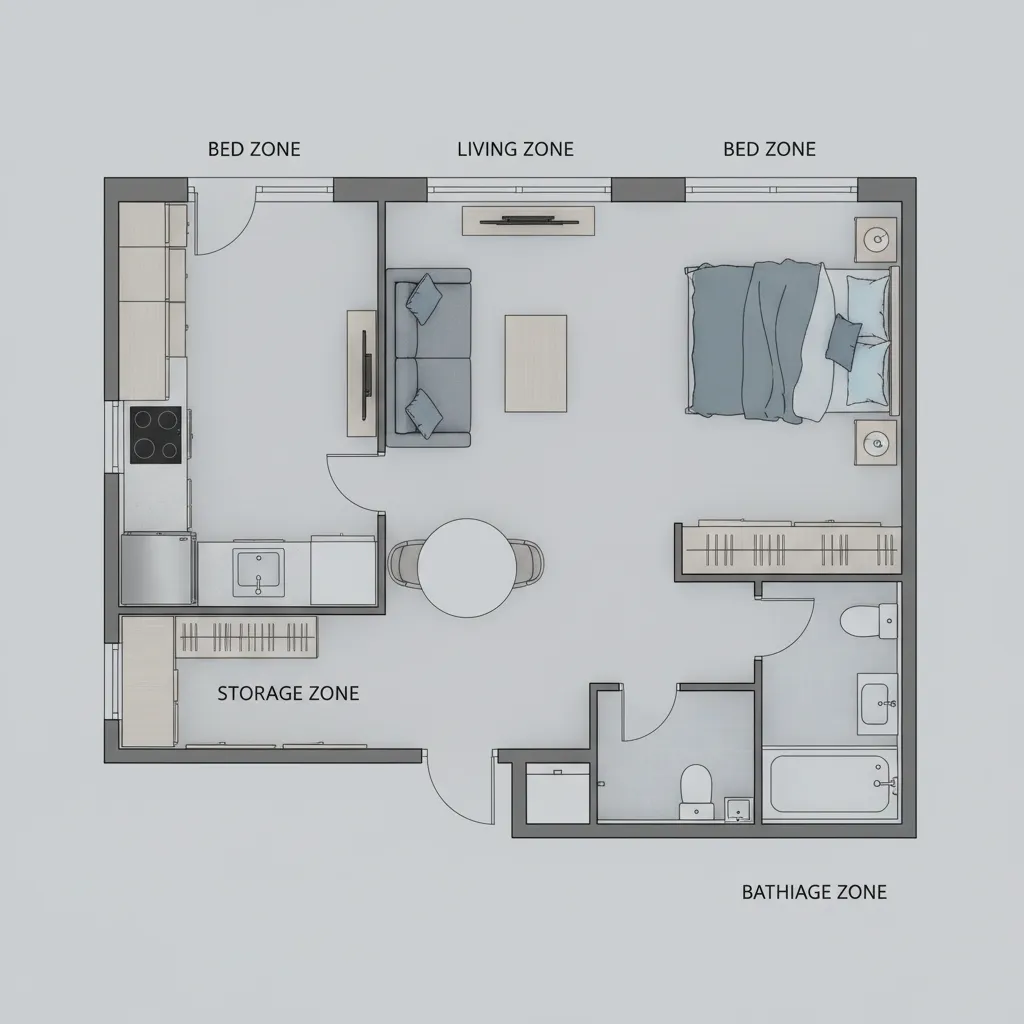Small apartment floor plan designed using simple planning software