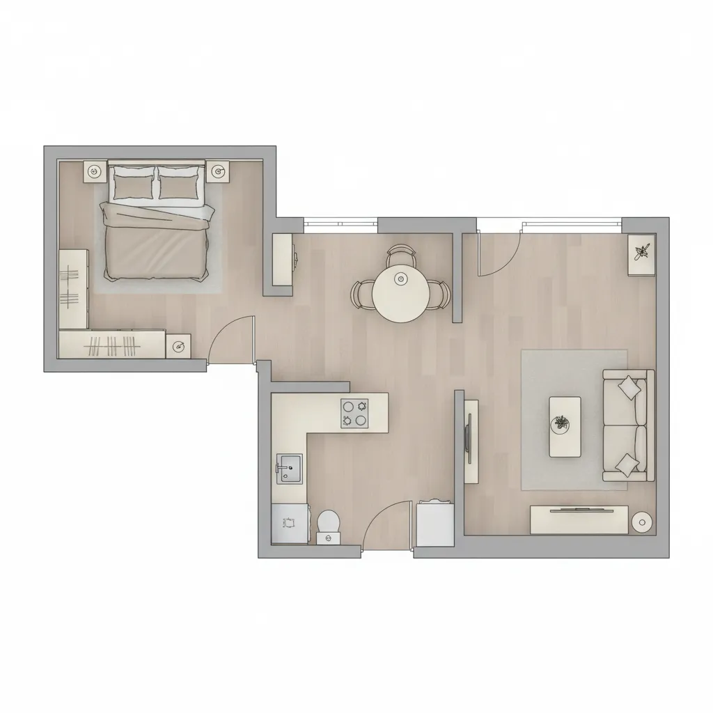 Small apartment floor plan designed using online planning software