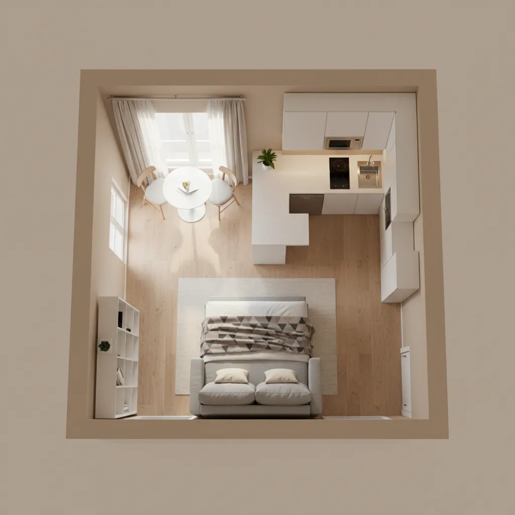 small apartment furniture layout designed with floor planning software