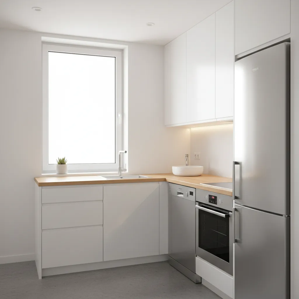 modern small apartment kitchen interior with efficient layout