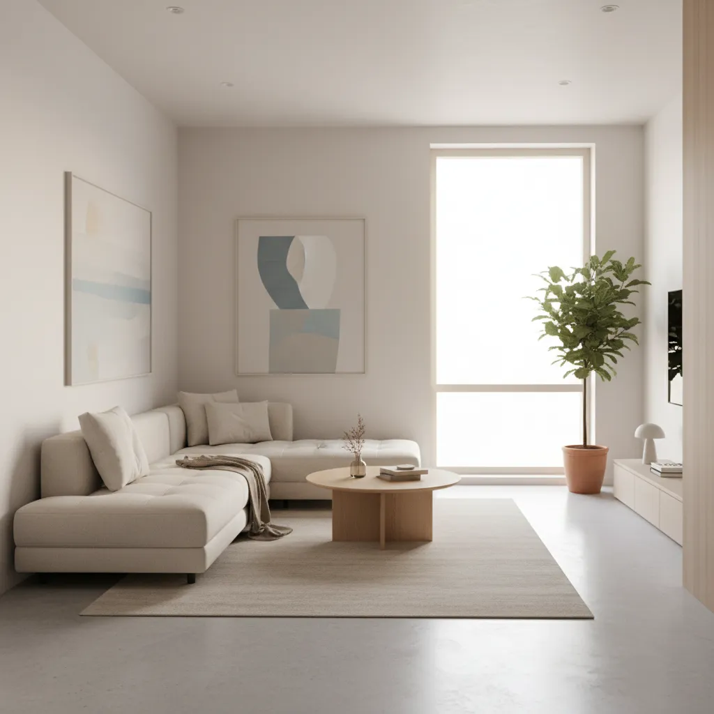 small apartment with smart furniture layout and open central floor area