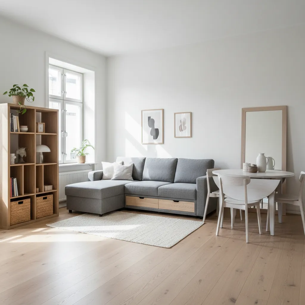 Pequeño apartamento con distribución optimizada de muebles