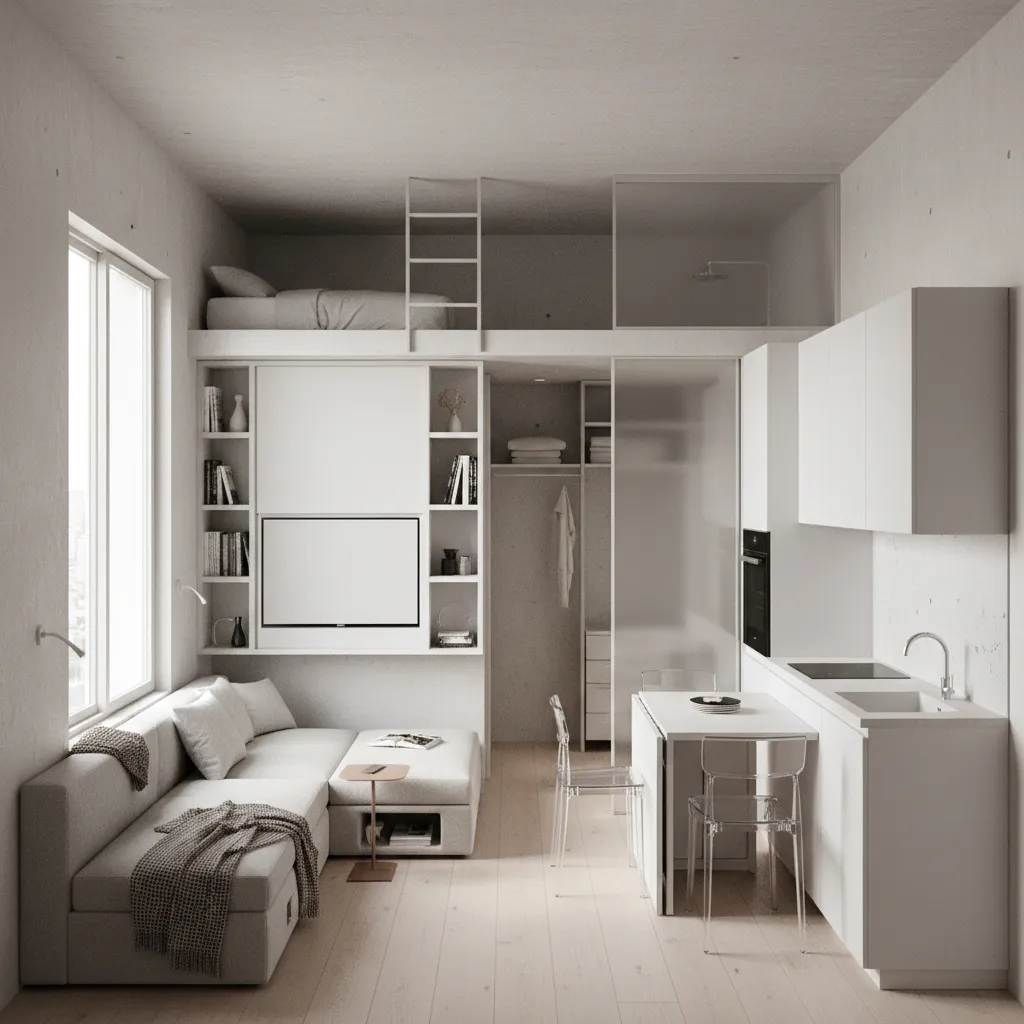 Diseño de distribución de un apartamento pequeño en 3D