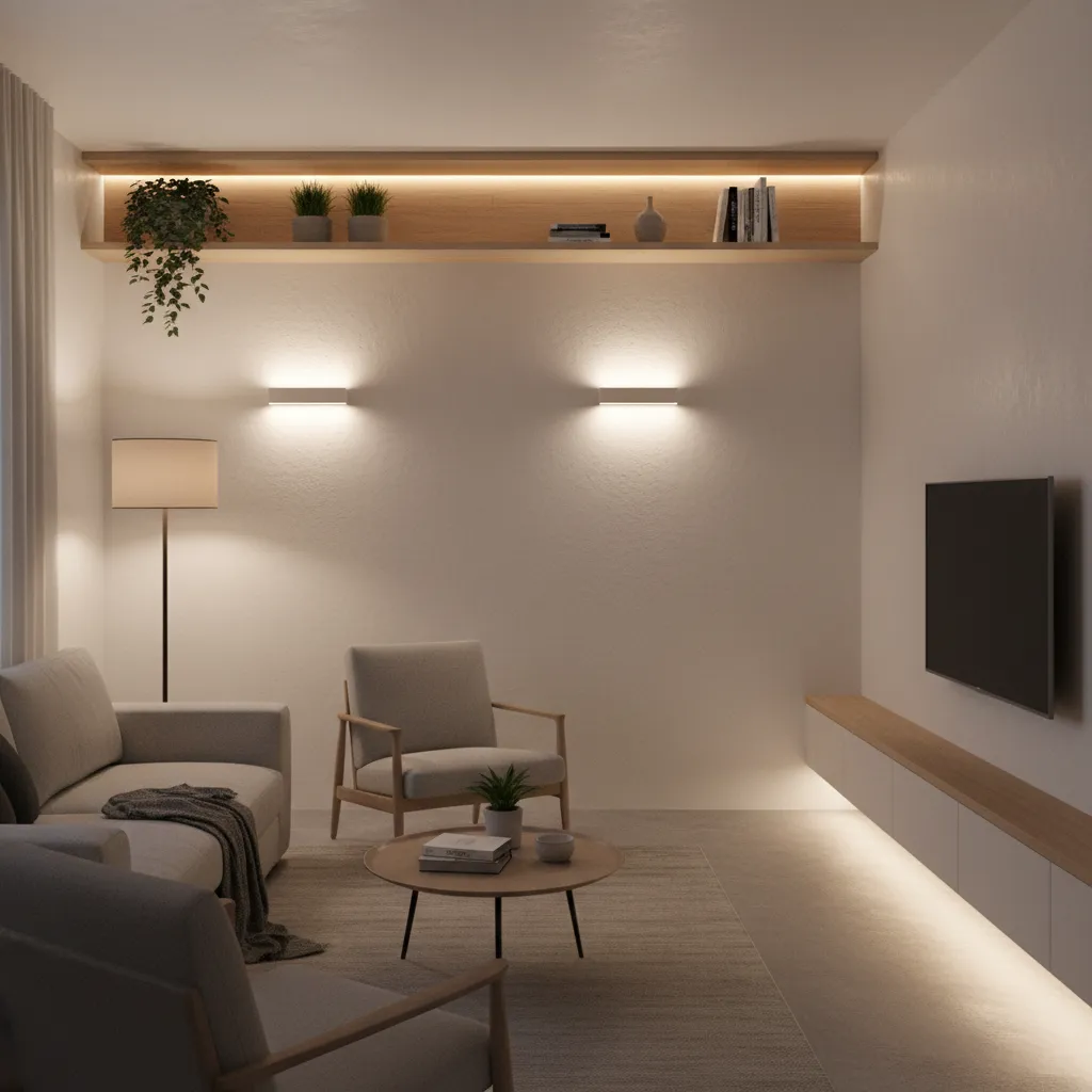 Diseño de iluminación en un apartamento pequeño moderno