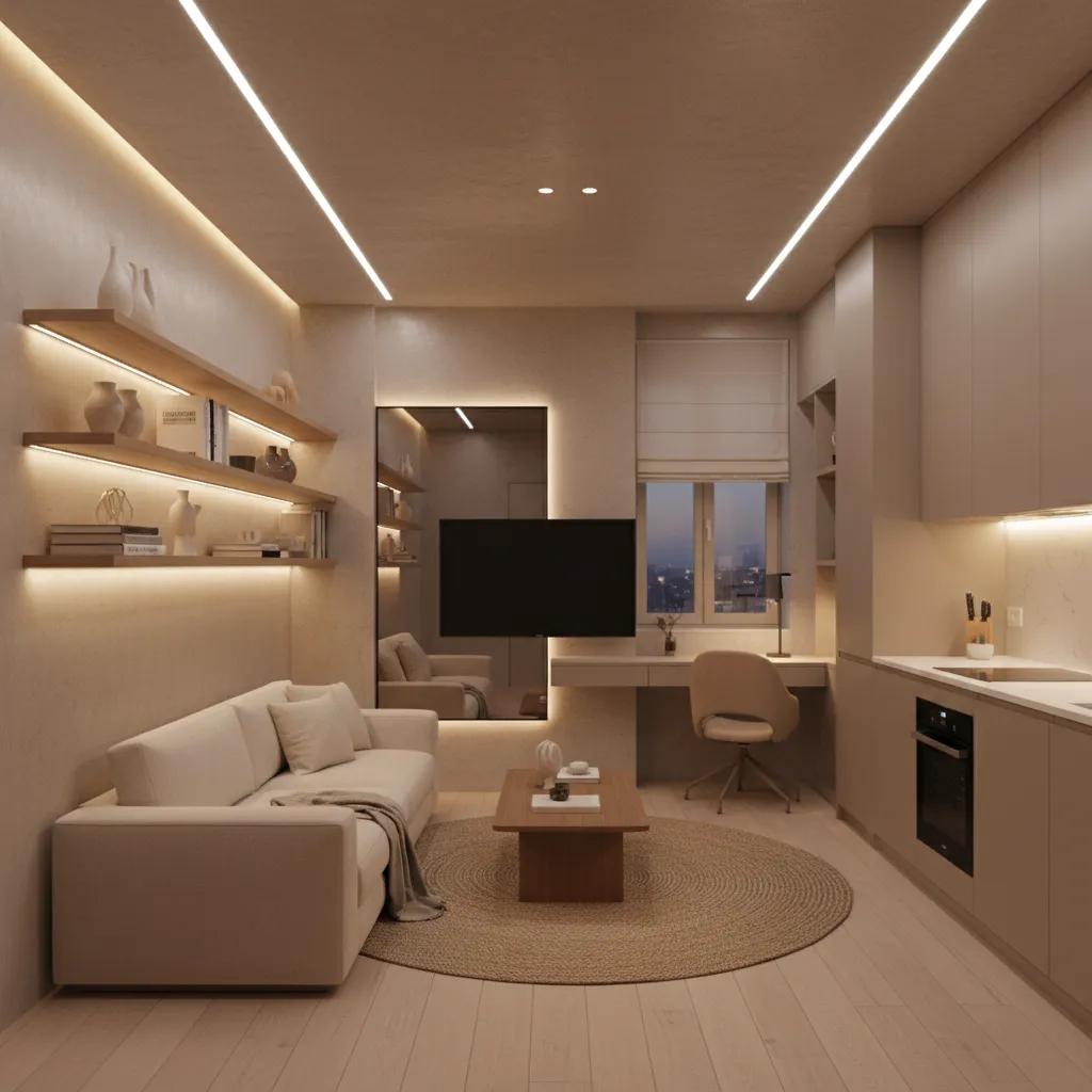 Diseño de iluminación en un apartamento pequeño moderno