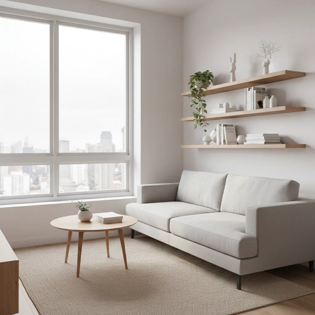 Compact living room layout optimized for a small home