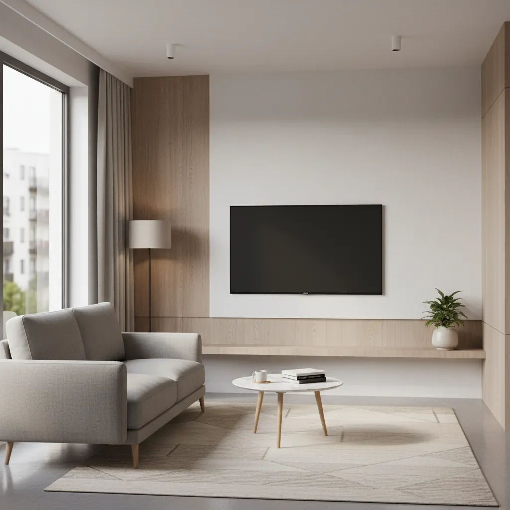Small Apartment Living Room Layouts with a Wall Mounted TV