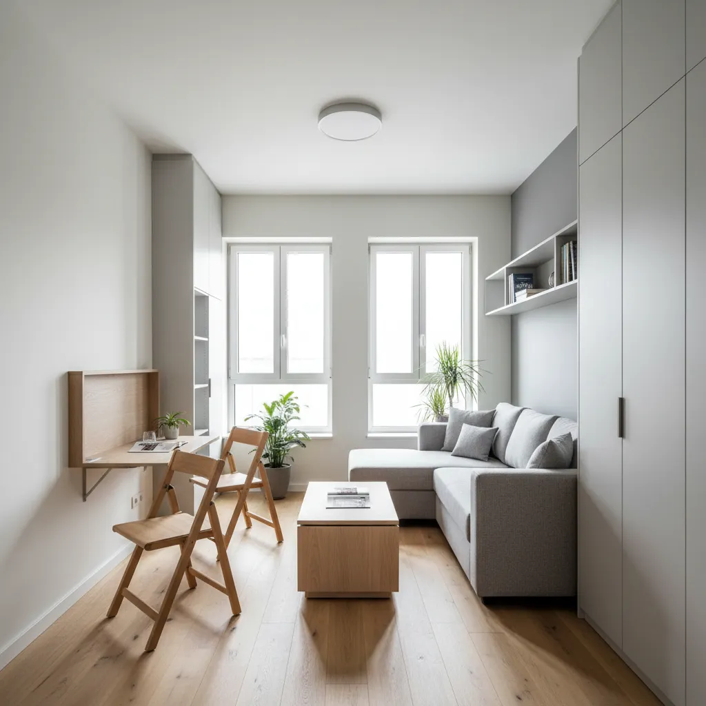 Apartamento pequeño con diseño minimalista y luz natural