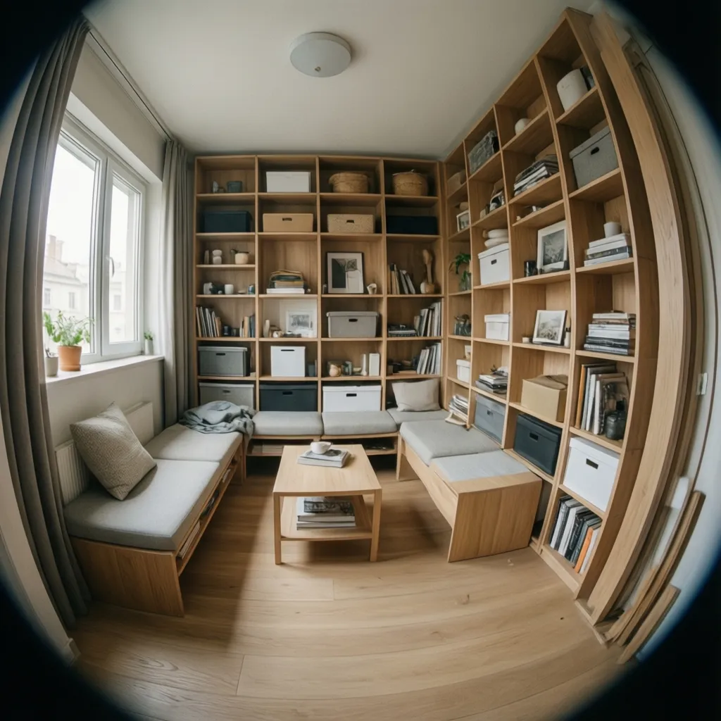 Apartamento pequeño optimizado con muebles modulares