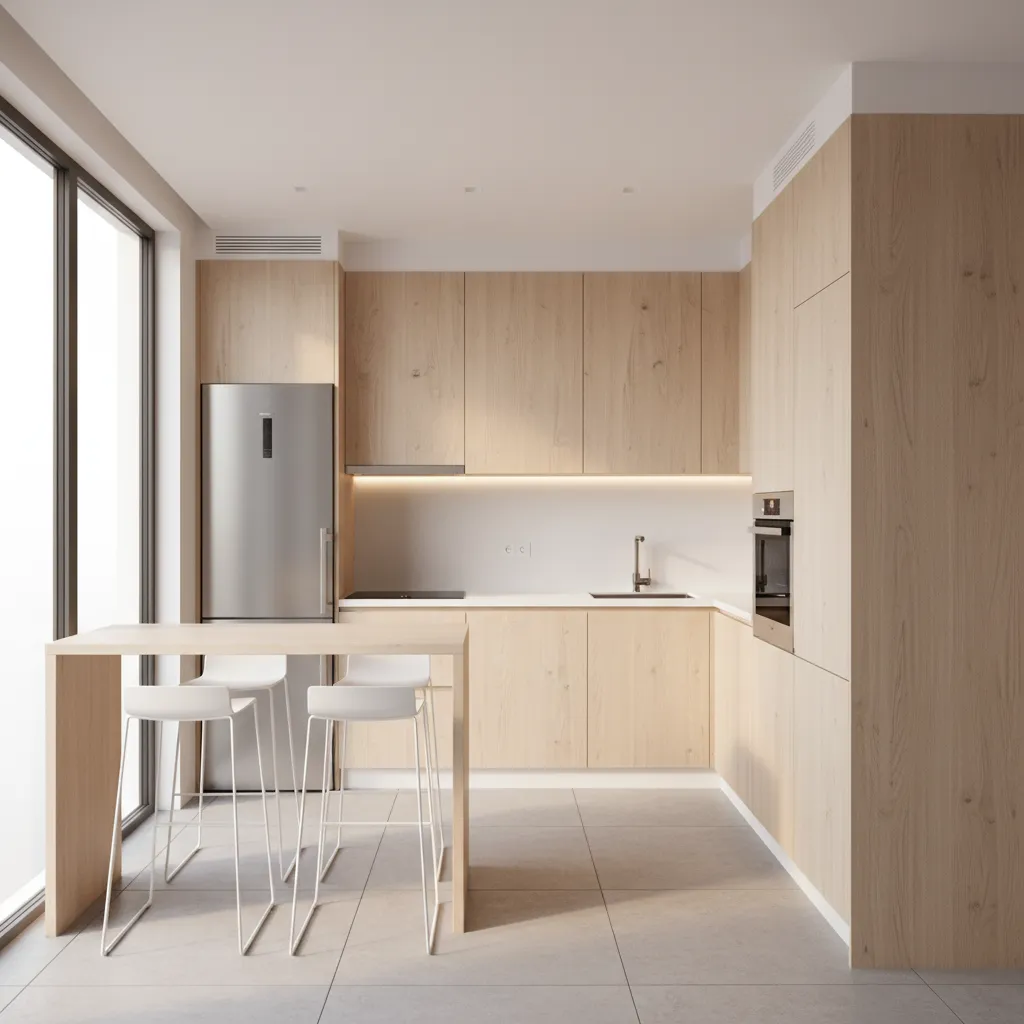 Compact modular kitchen designed for small apartment