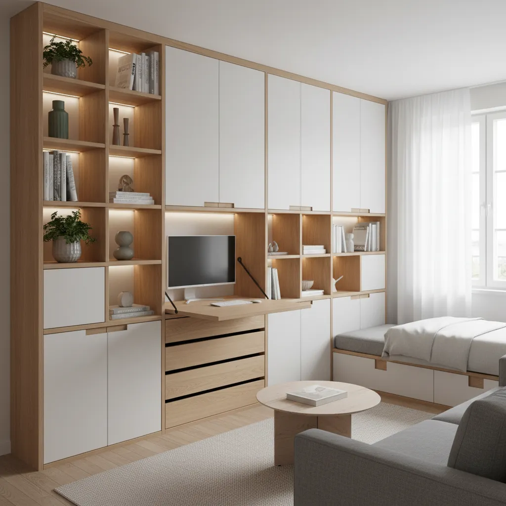 Apartamento pequeño con almacenamiento modular optimizado