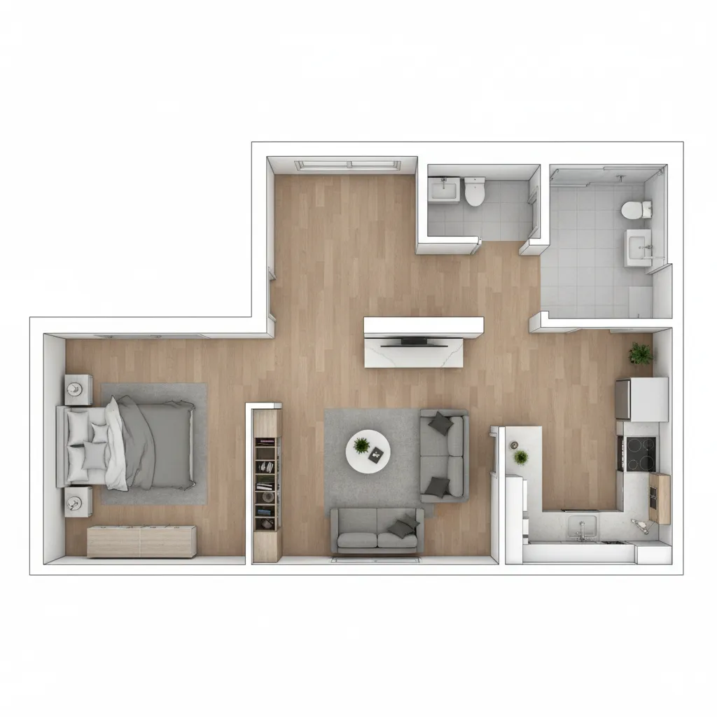 compact apartment floor plan generated by automatic floor plan creator