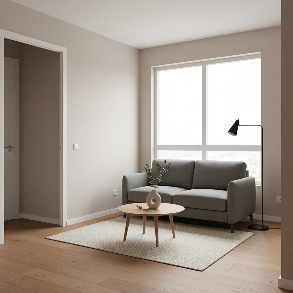 compact reclining sofa placed in a small modern apartment living room
