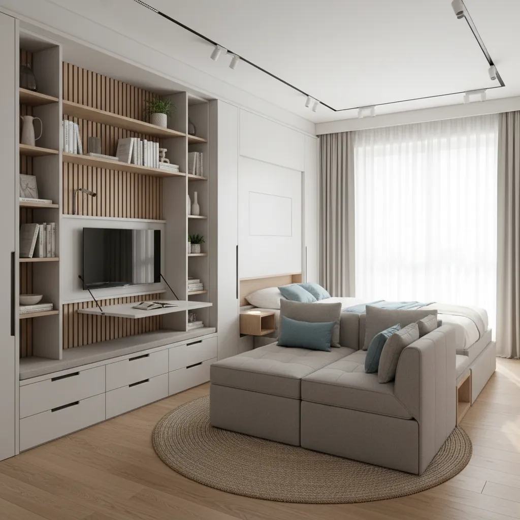 apartamento pequeño bien diseñado con almacenamiento inteligente