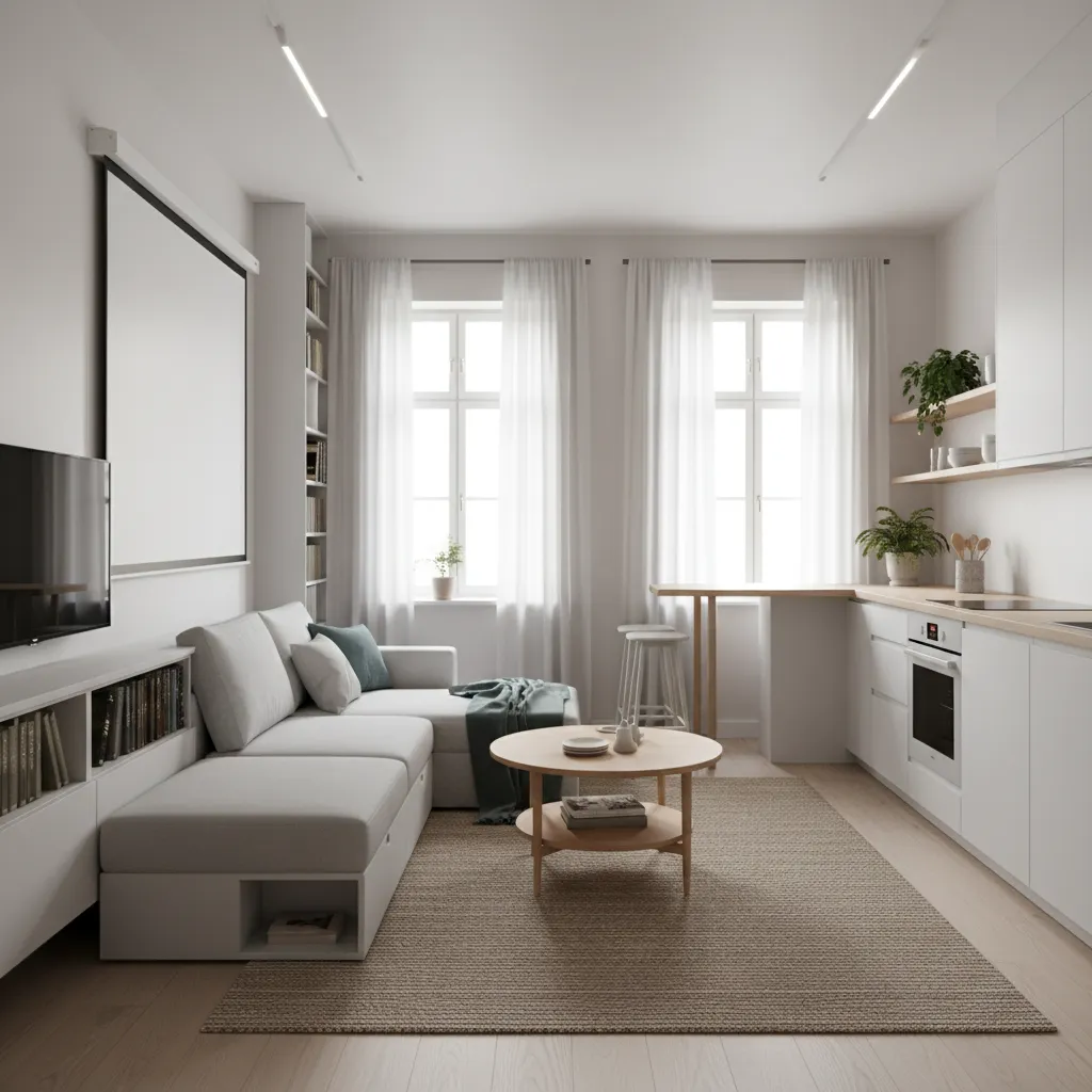 Apartamento pequeño bien organizado con muebles multifunción