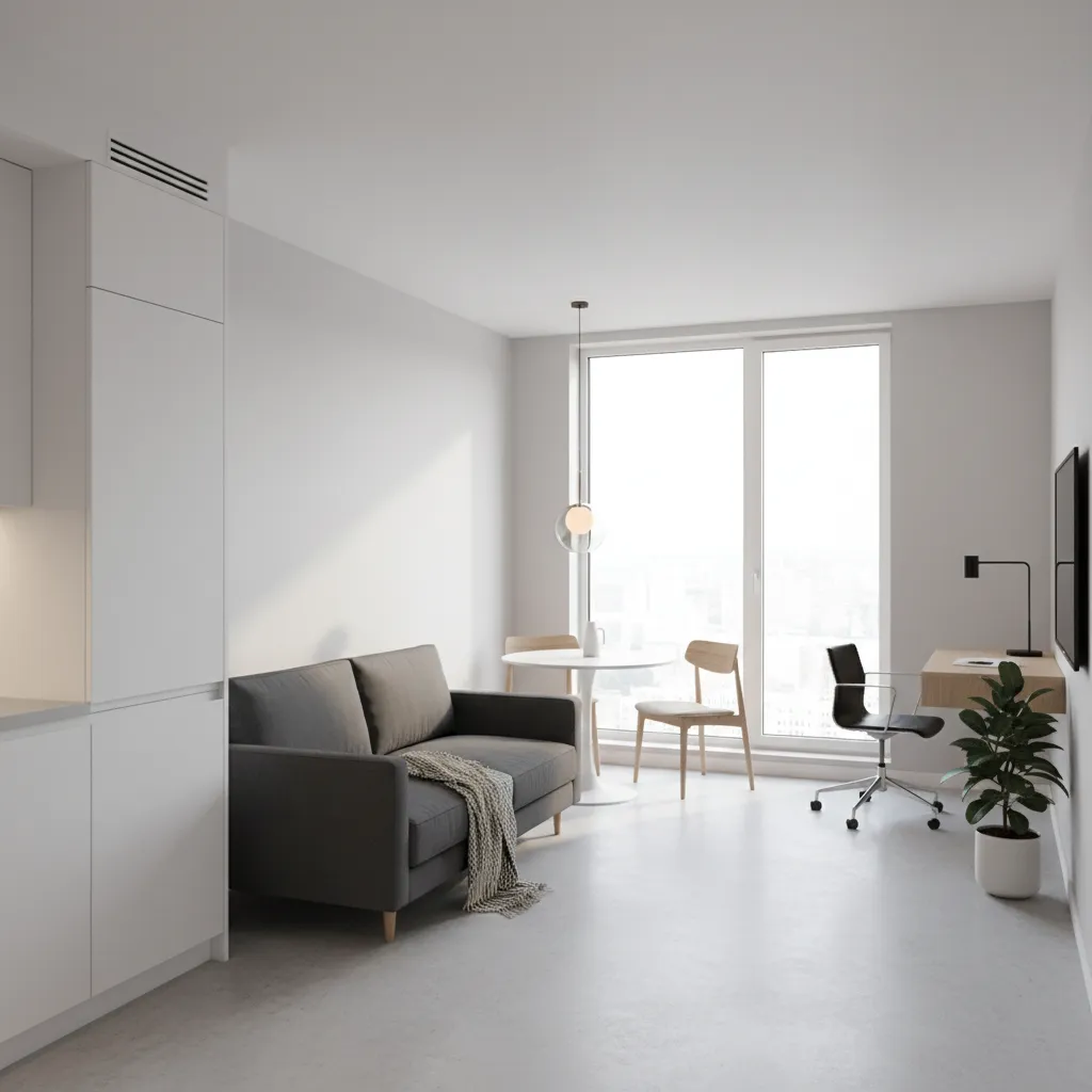 well planned 490 sq ft apartment layout with efficient furniture placement