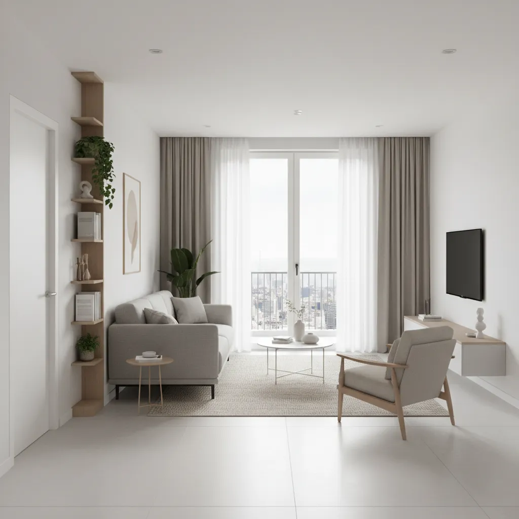 smart furniture layout making a small apartment living room feel larger