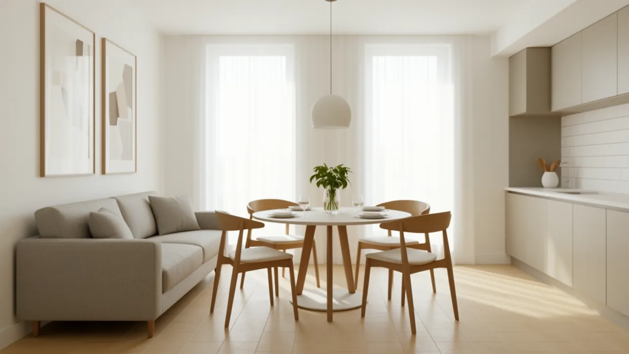 Smart furniture layout maximizing space in a small apartment