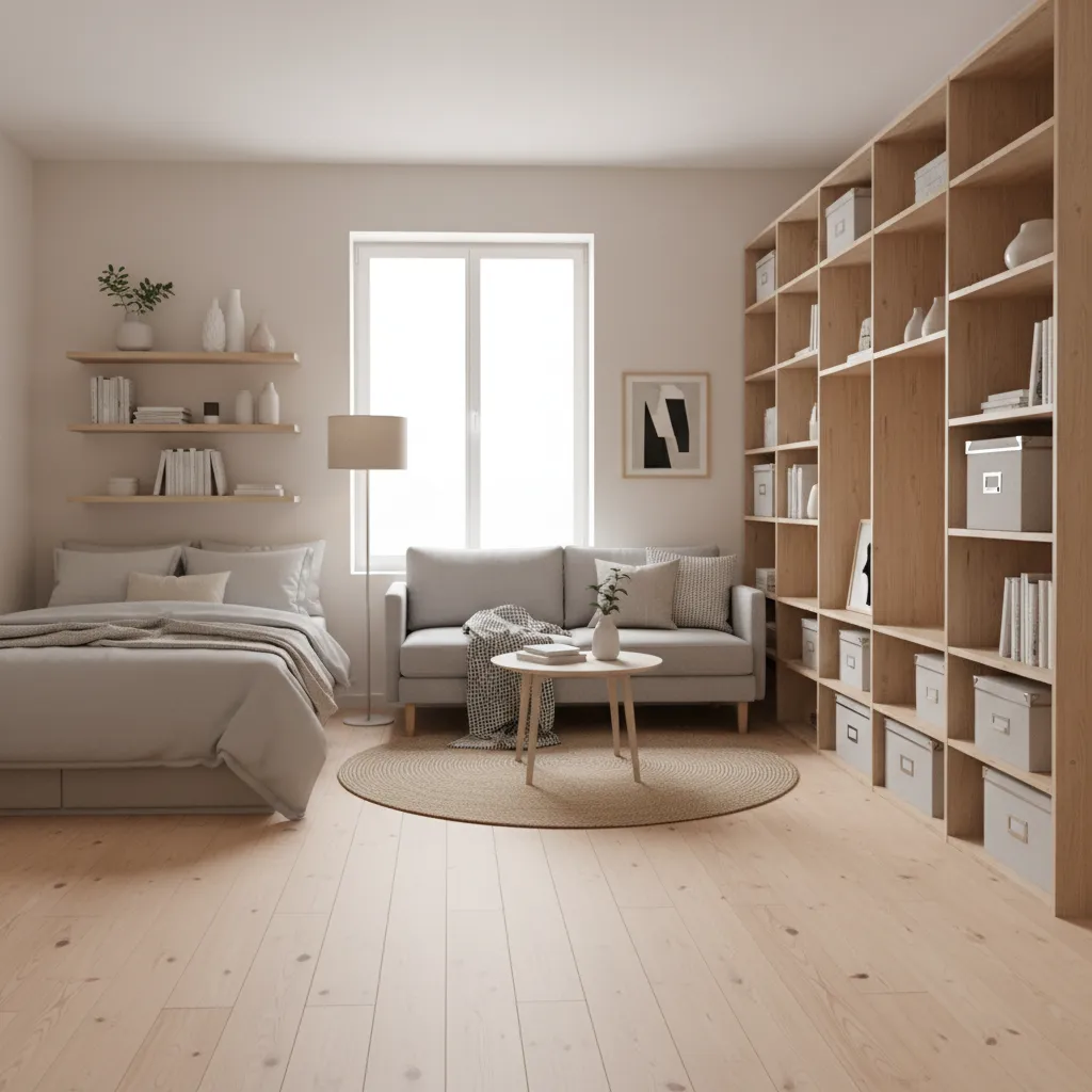 Small apartment with furniture aligned to walls to improve movement flow