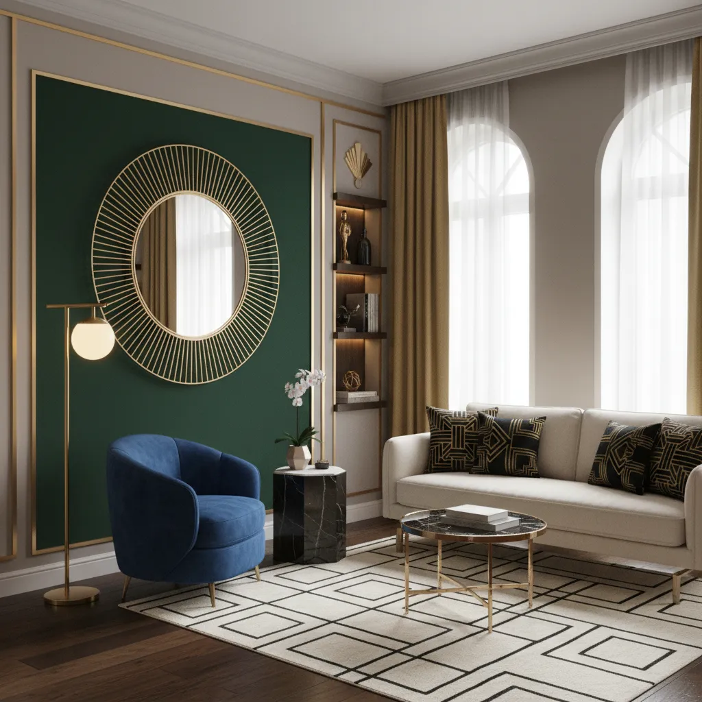 Pequeño apartamento con decoración Art Deco elegante y equilibrada