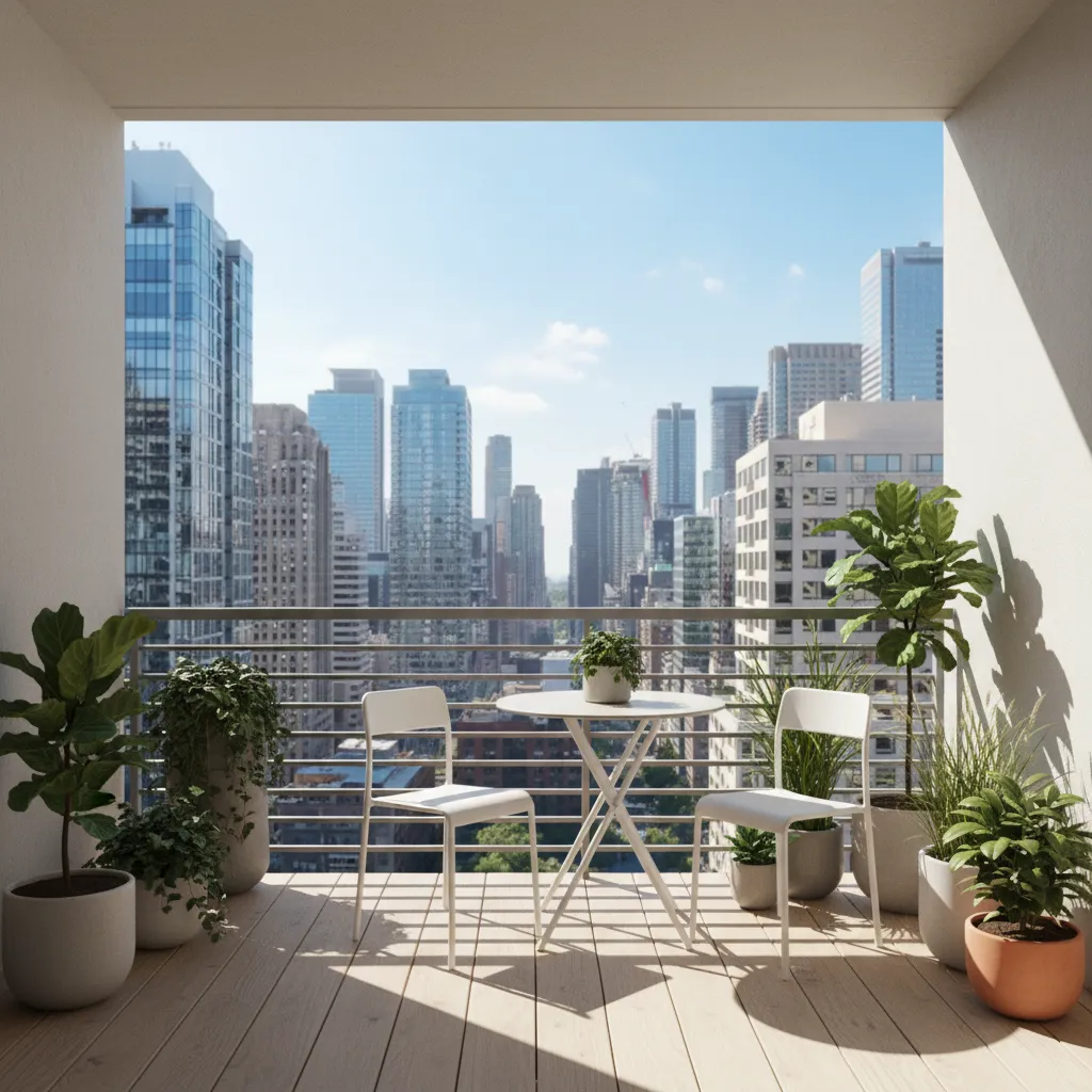 small balcony with a few well placed planters demonstrating smart space usage