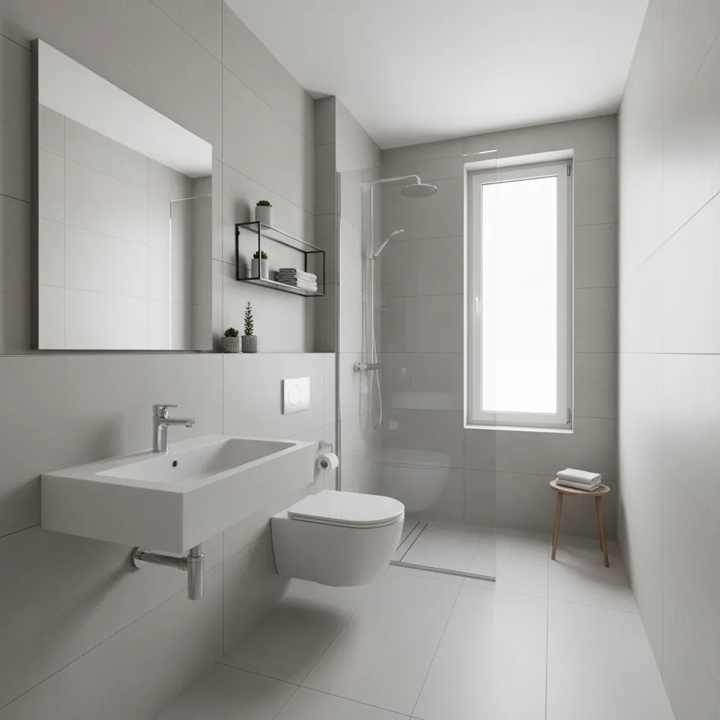 compact modern bathroom showing efficient small bathroom layout